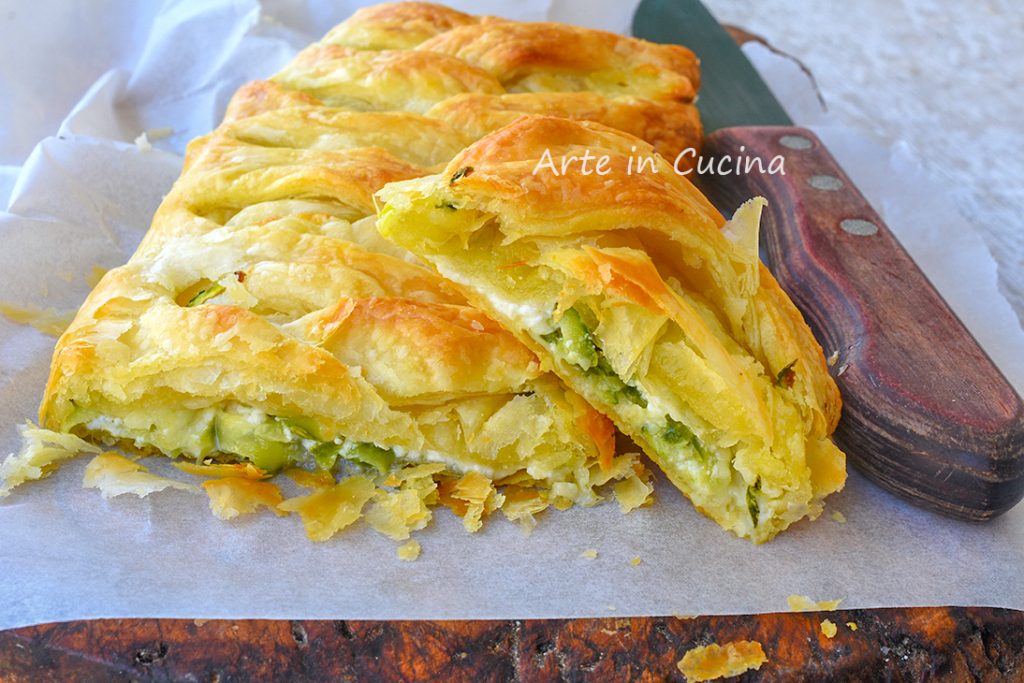Puff pastry braid with ricotta and zucchini
