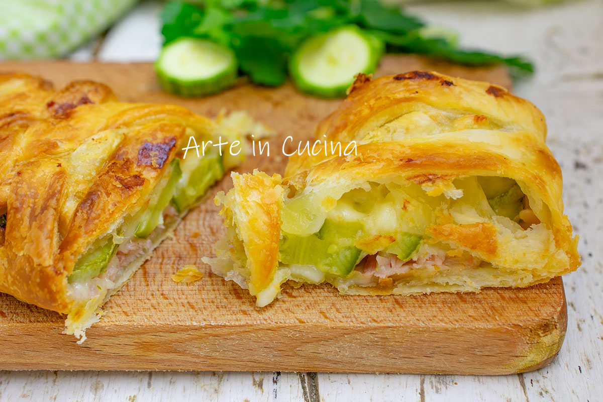 PUFF PASTRY BRAID with zucchini and ham