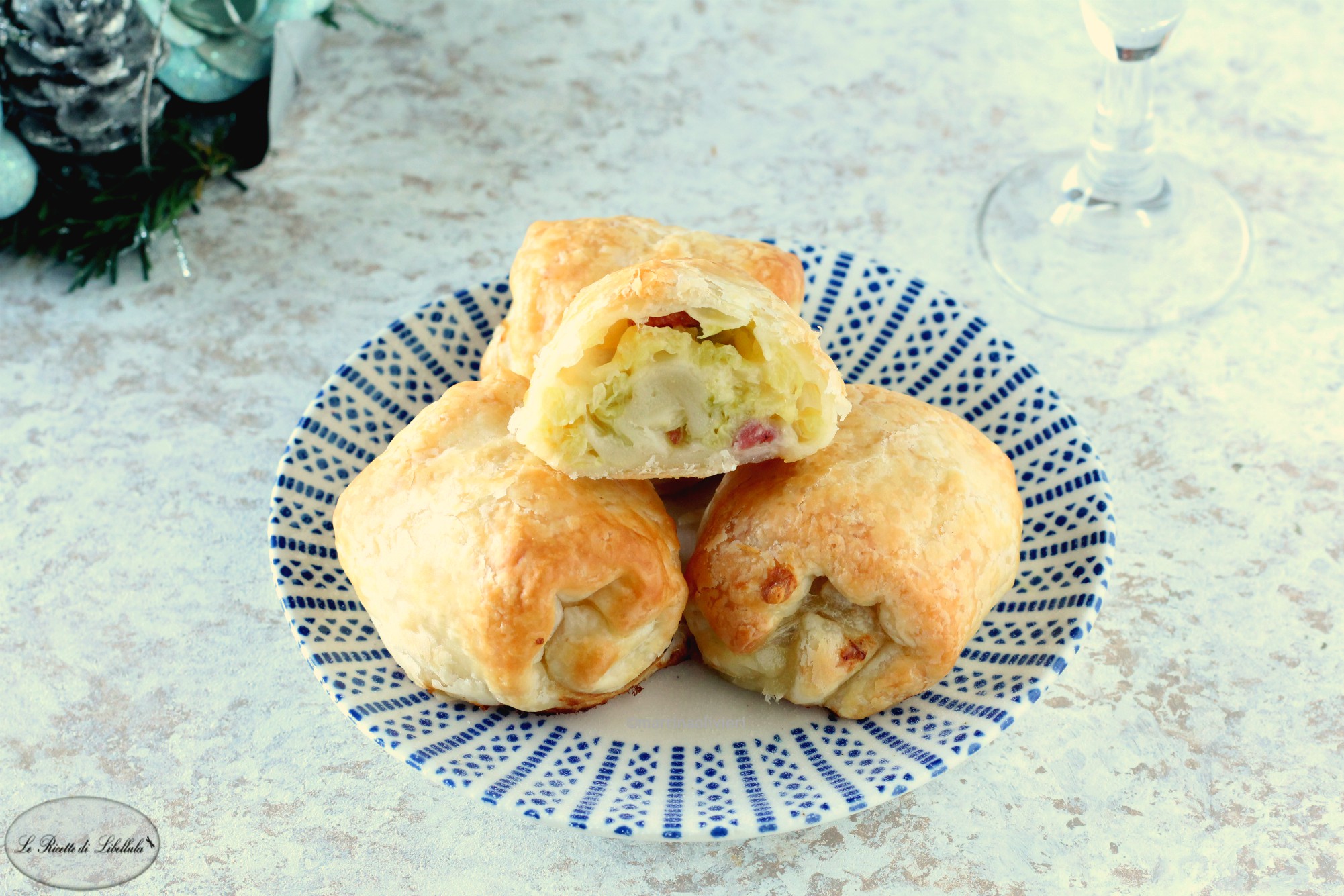 Puff Pastry Bundles with Cabbage, Cheese, and Salami