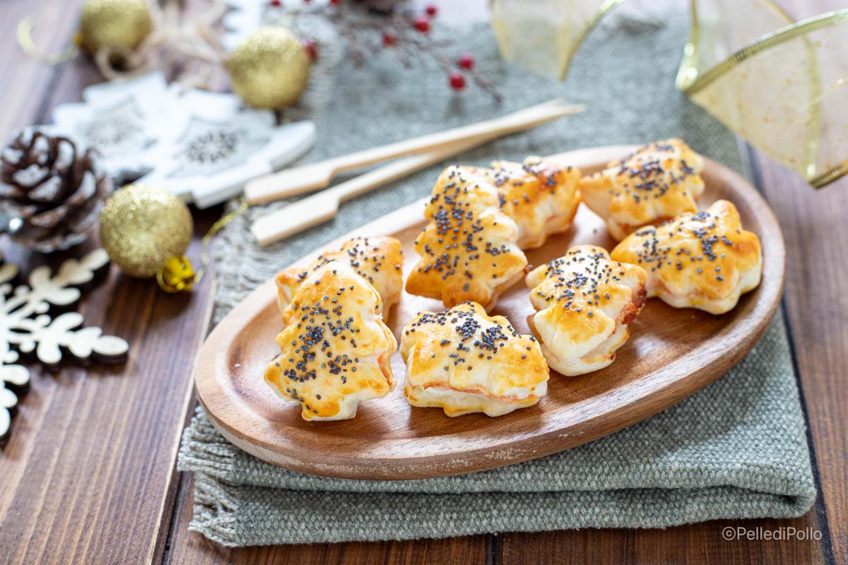 Puff Pastry Christmas Trees with Salmon
