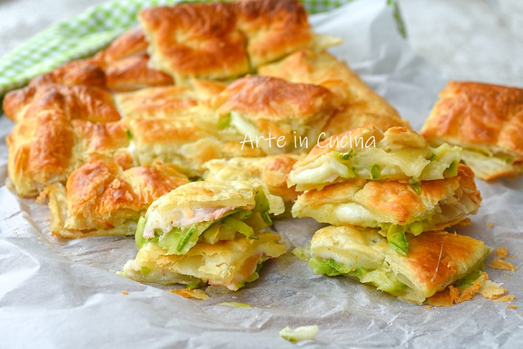 Rustic Ham and Zucchini Puff Pastry Quilt