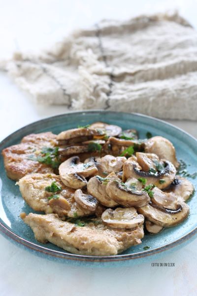 serve the pork loin scallops with mushrooms hot with mashed potatoes or roasted potatoes