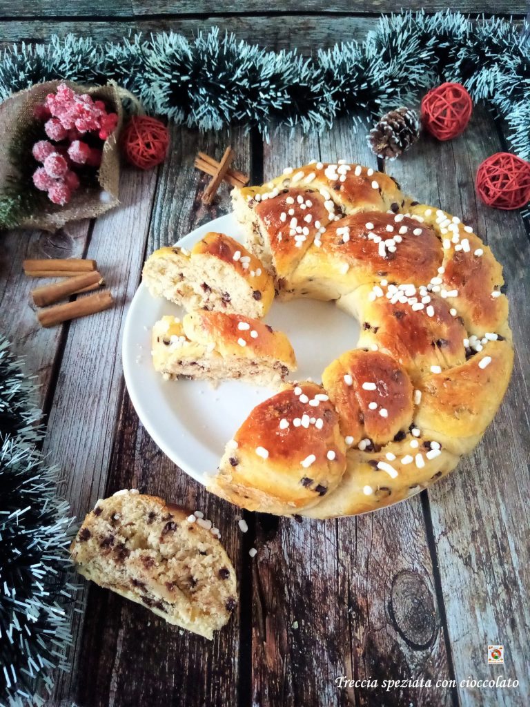 spiced braid with chocolate slices