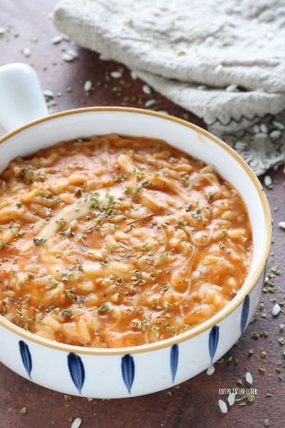 stir with mozzarella, grated cheese, and oregano and serve