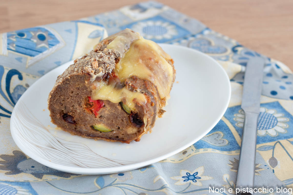 Stuffed Meatloaf with Vegetables and Melted Cheese