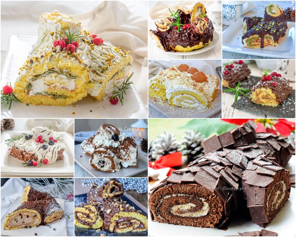 Sweet Christmas Logs with Sponge Cake