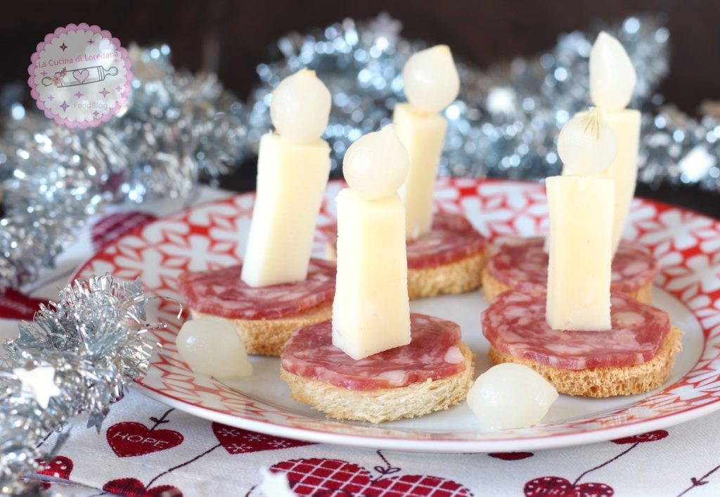 tartines with salami and cheese
