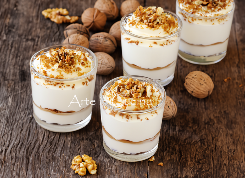 Walnut mousse spoon dessert