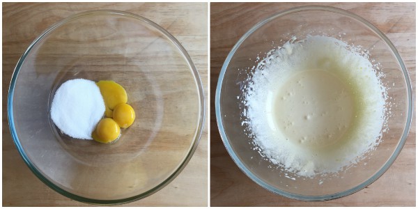 whipped yolks and sugar