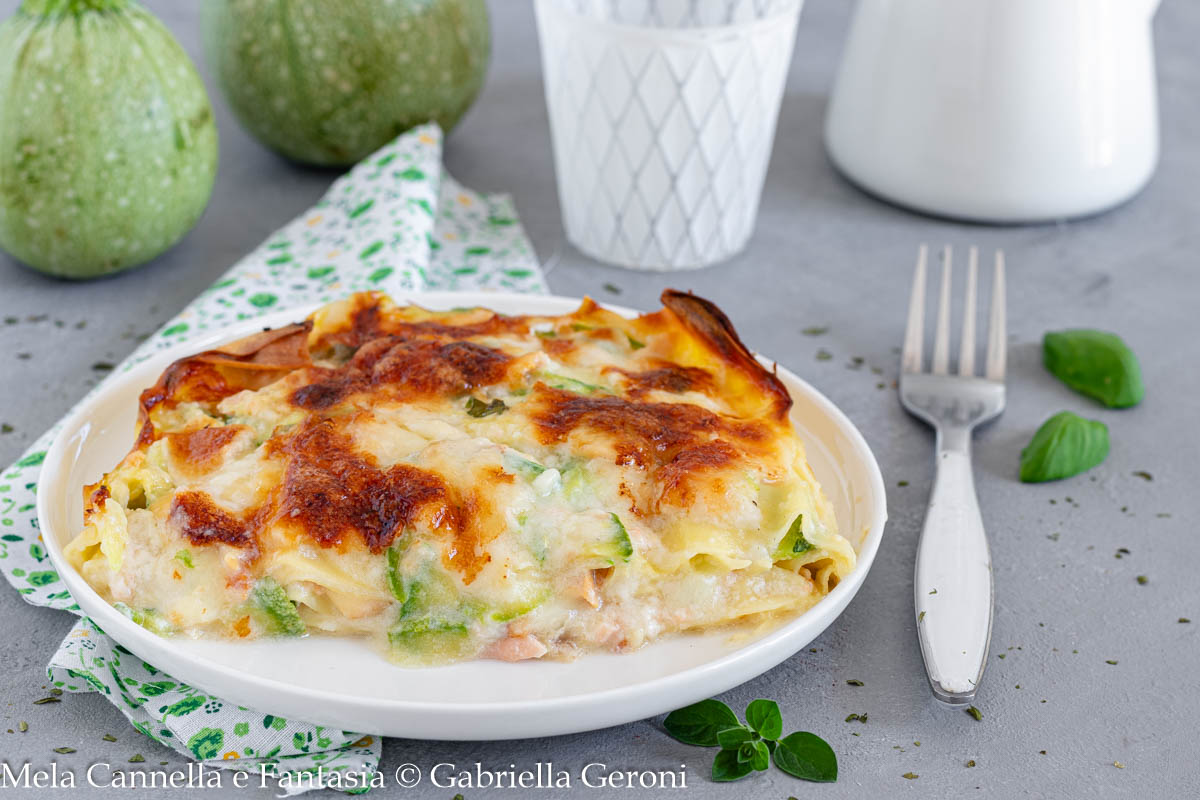 White Zucchini and Salmon Lasagna