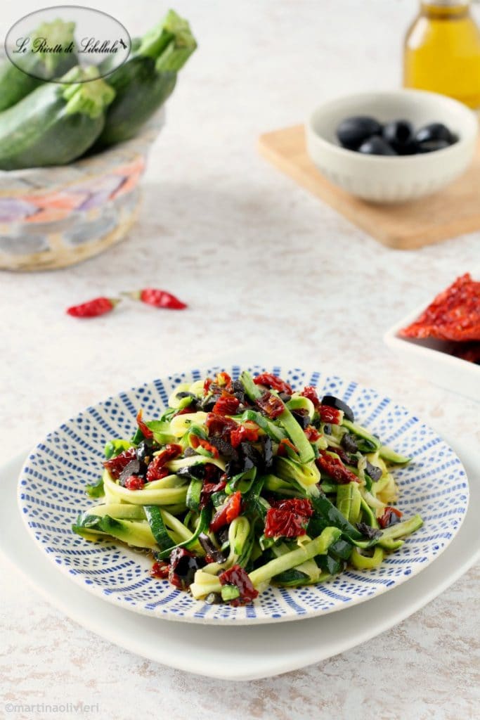Zucchini Noodles with Sun-Dried Tomatoes and Olives