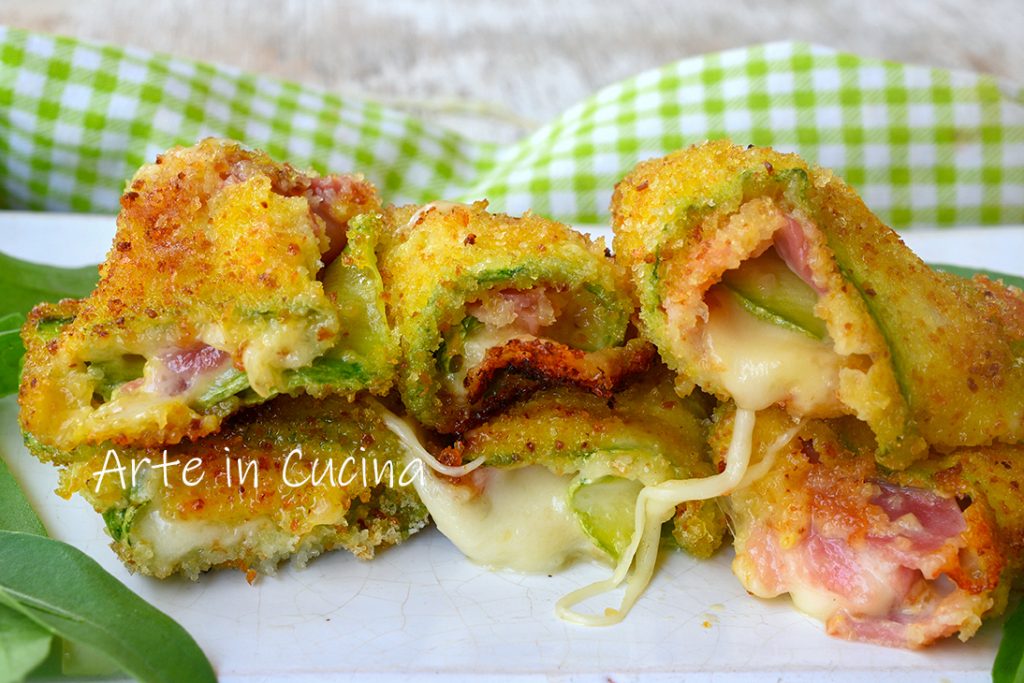 Zucchini Rolls with Stracchino Cheese and Ham