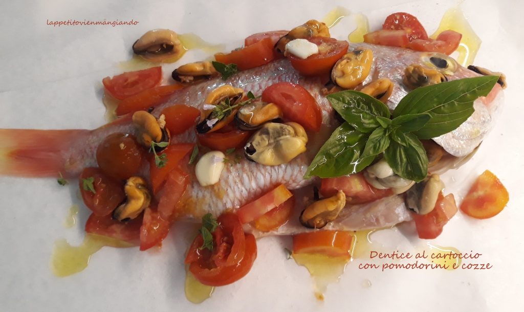 Baked Sea Bream with Cherry Tomatoes and Mussels