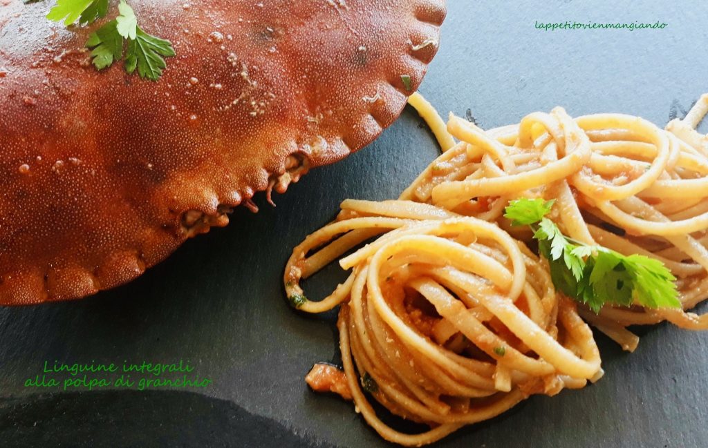 whole wheat linguine with crab meat