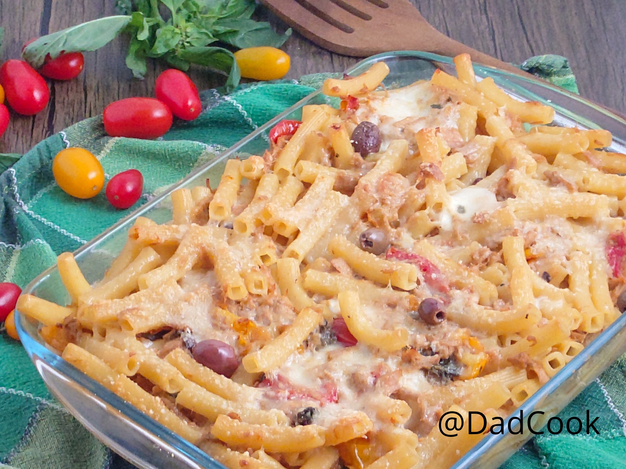 Baked Pasta with Tuna, Gooey Mozzarella, Olives, and Capers