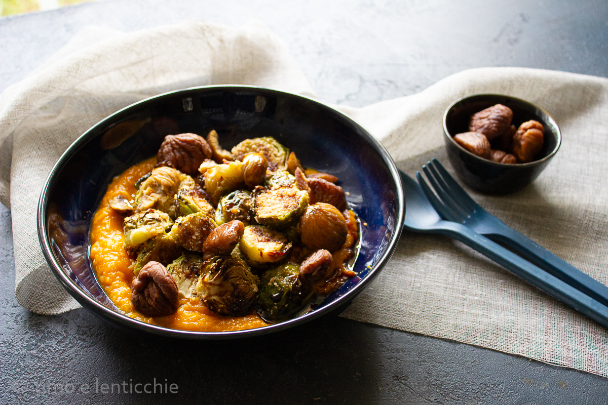 Brussels Sprouts on Pumpkin Cream