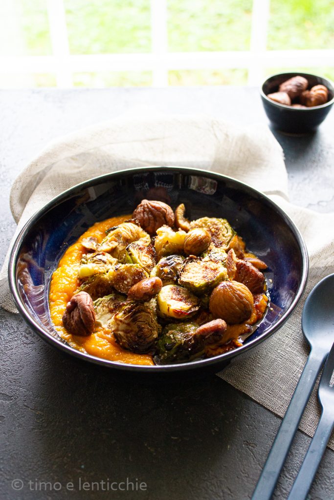 Brussels Sprouts on Pumpkin Cream