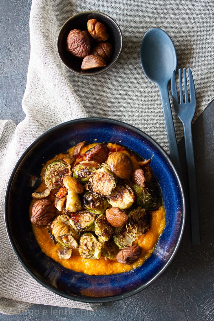 Brussels Sprouts on Pumpkin Cream