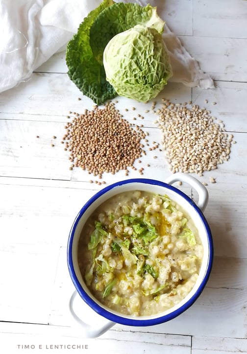 Cabbage with barley and lentils
