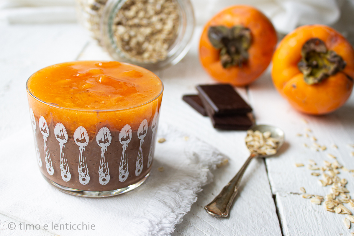 Chocolate Protein Porridge with Persimmons