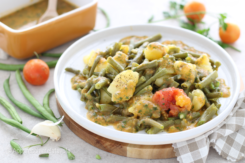 boiled green beans and potatoes