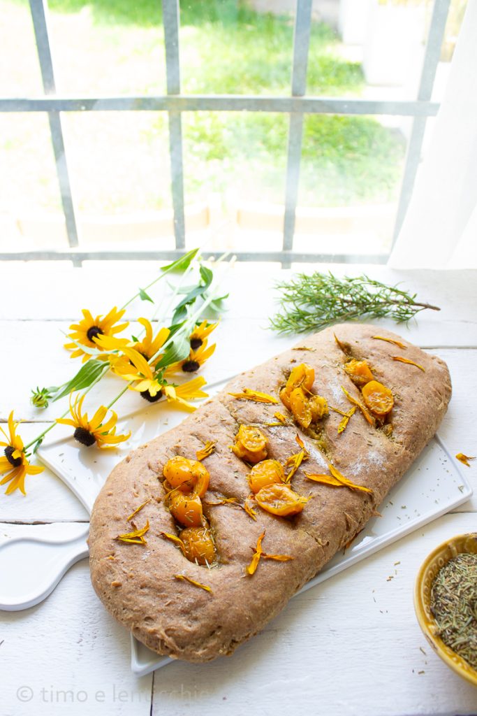 Homemade Focaccia with Yellow Cherry Tomatoes