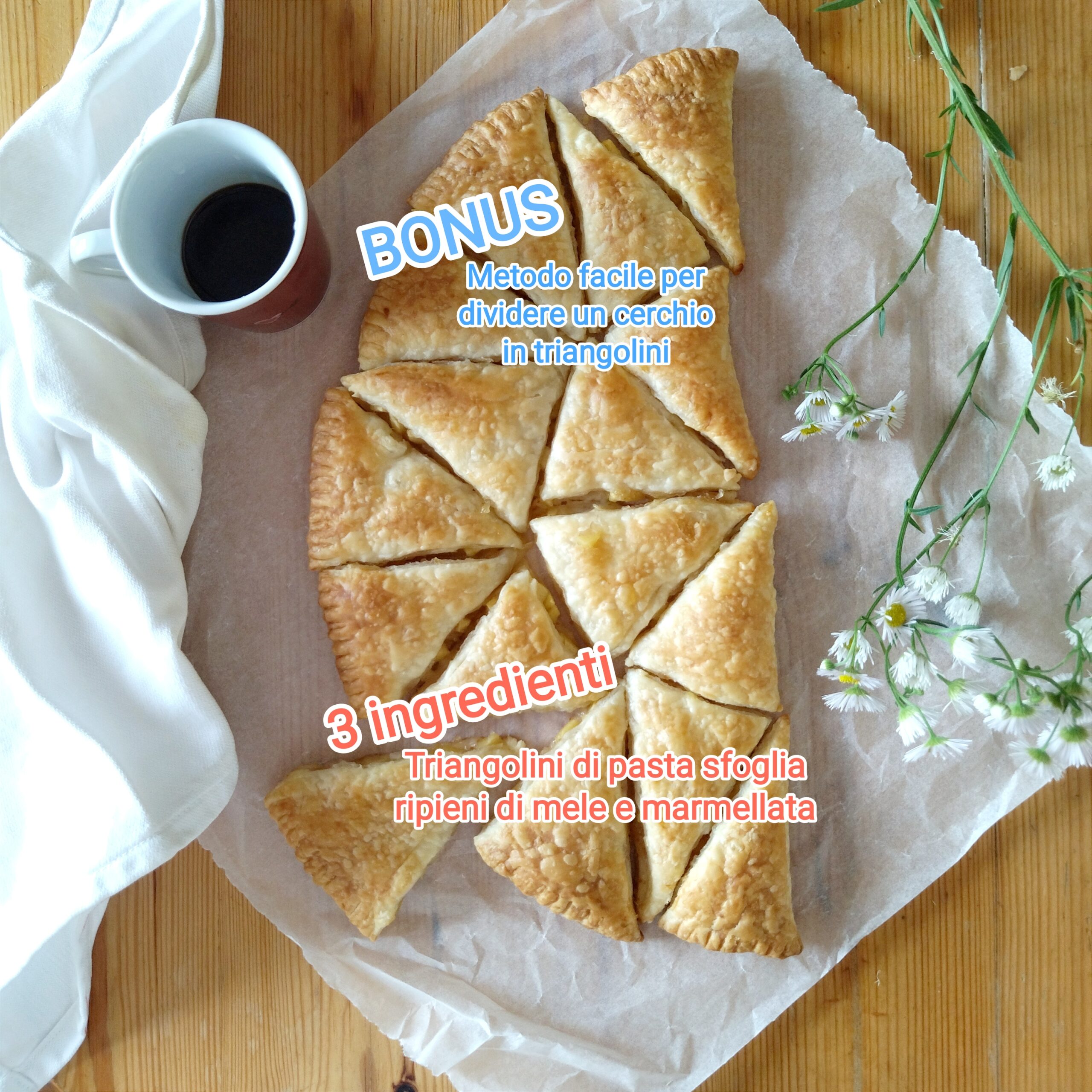 Puff Pastry Triangles Filled with Apples and Jam