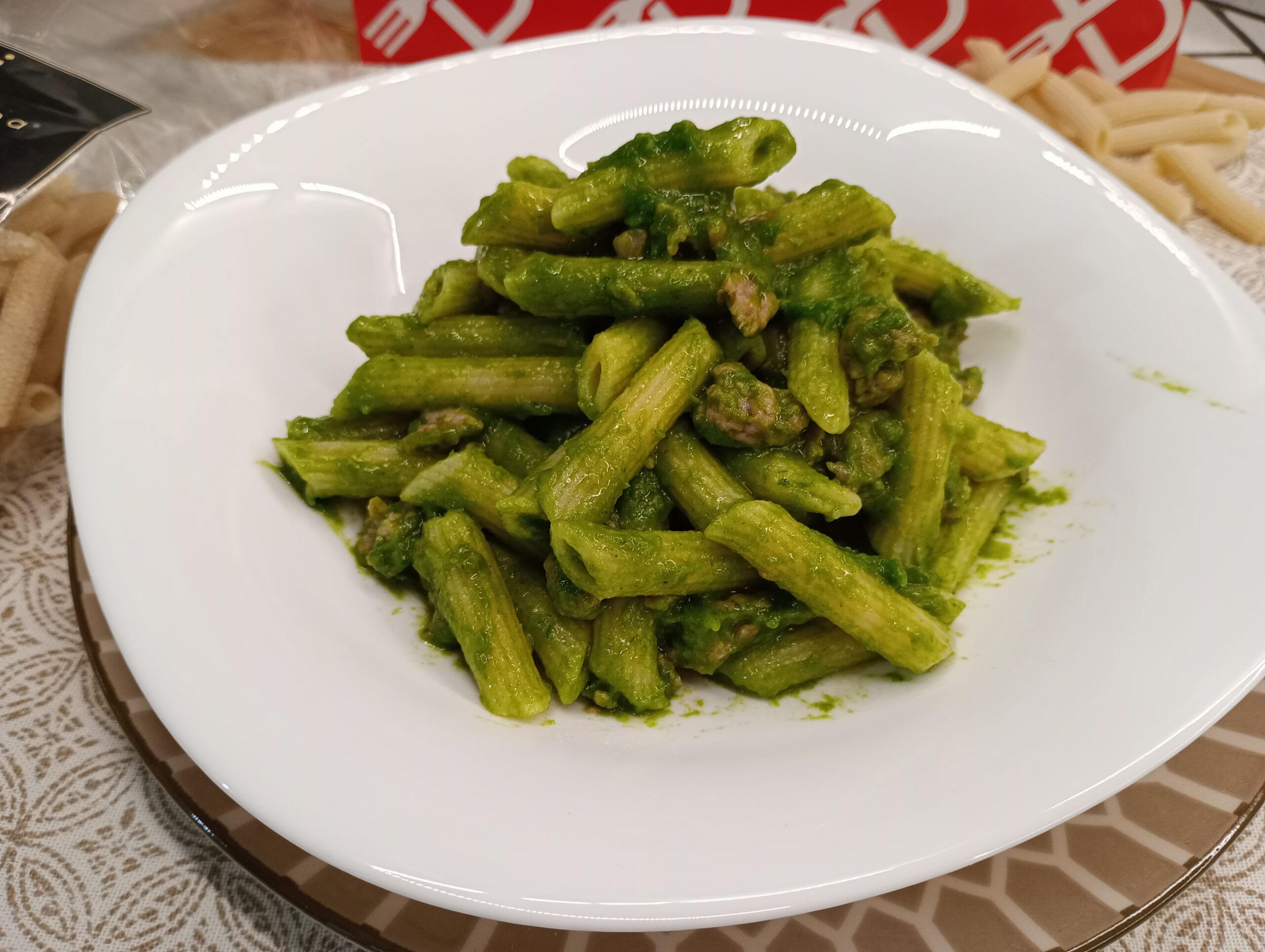 Penne with Broccoli Rabe Cream and Sausage