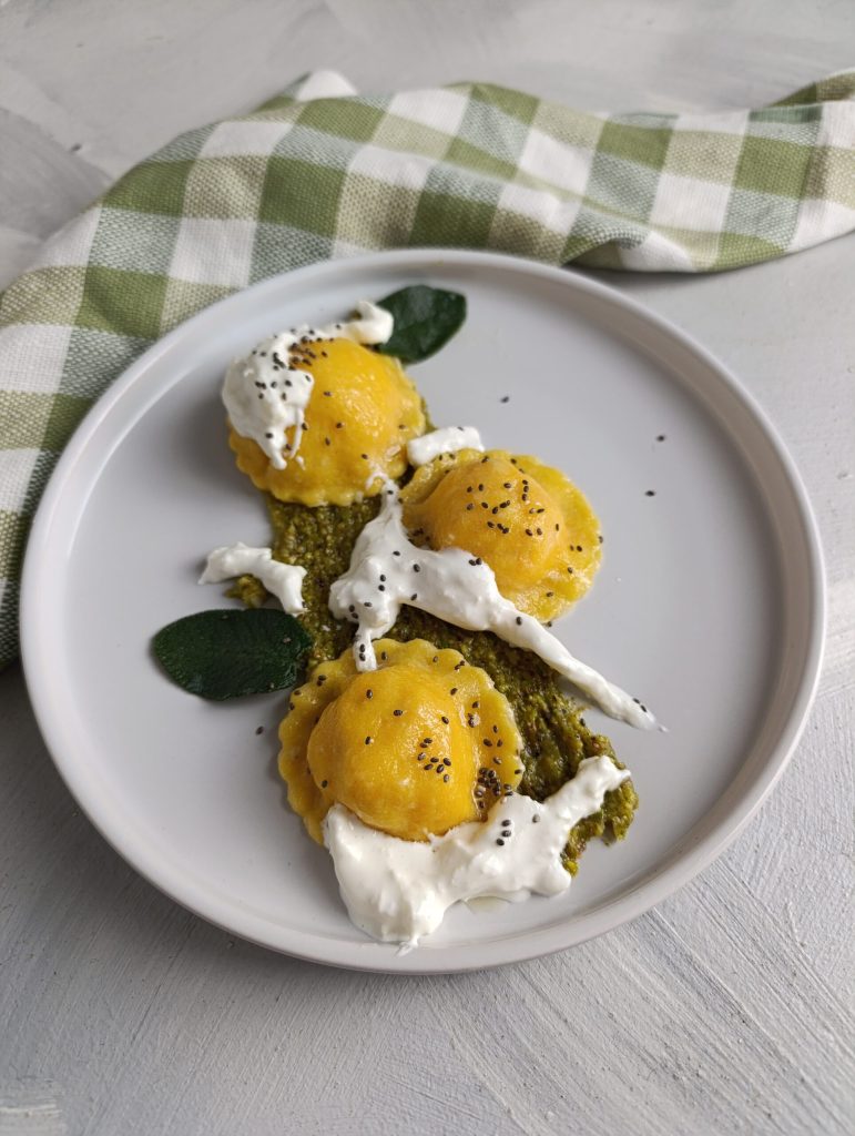 Ricotta and salmon ravioli