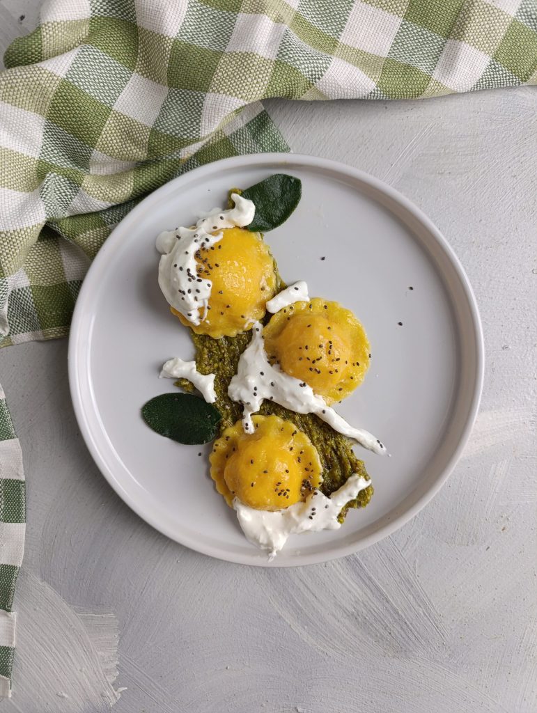 Ricotta and salmon ravioli