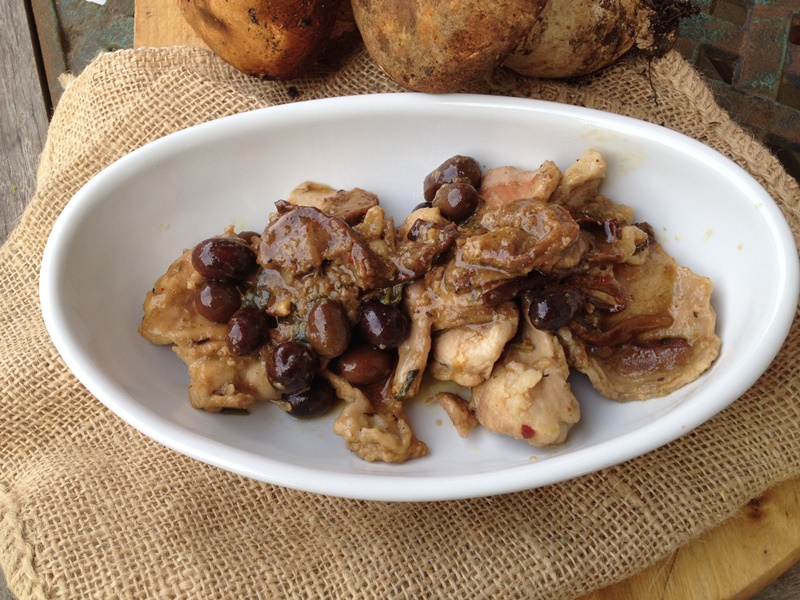 Rabbit Scaloppine with Porcini Mushrooms, Olives, and Beer