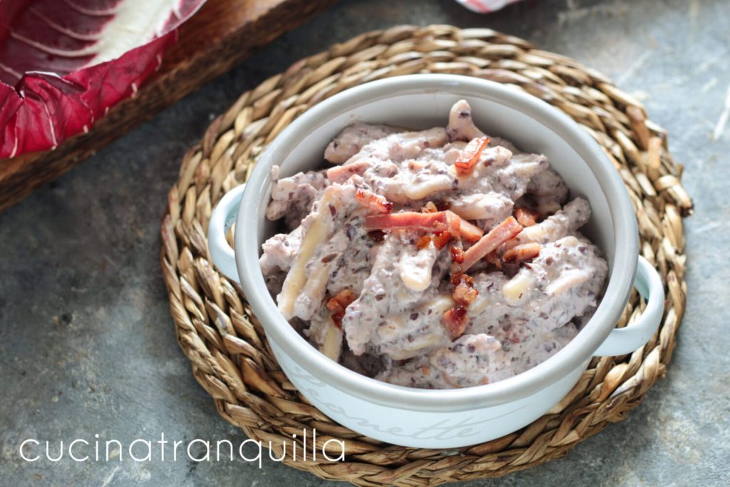 Fusilli with Ricotta Cream and Radicchio with Speck