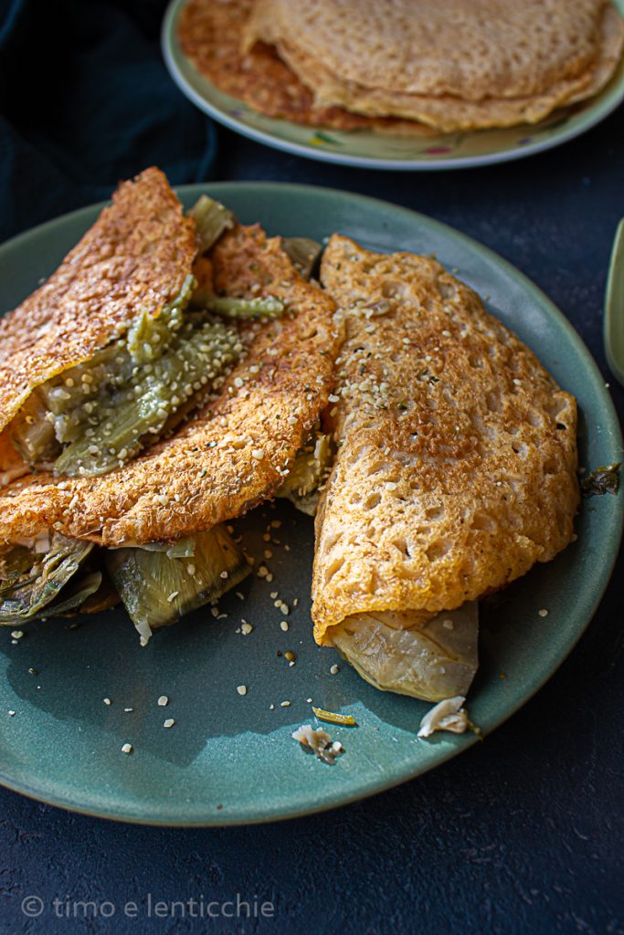 Lentil Crepes with Artichokes