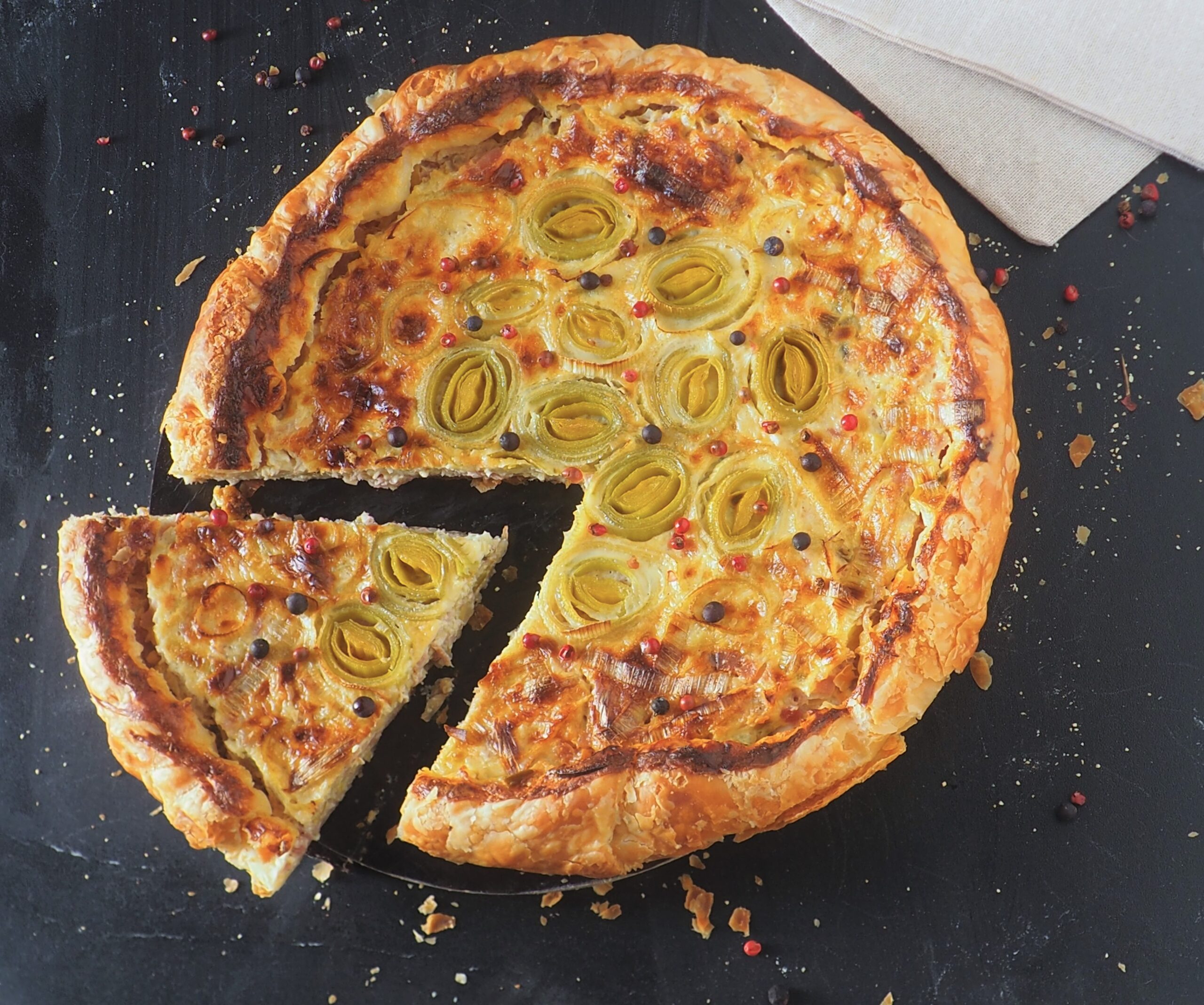 Savory Leek and Cooked Ham Tart