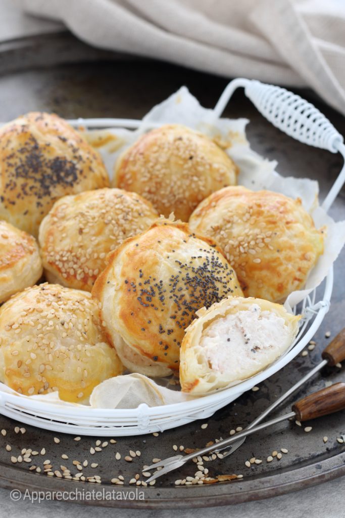 filled puff pastry with ham and cheese