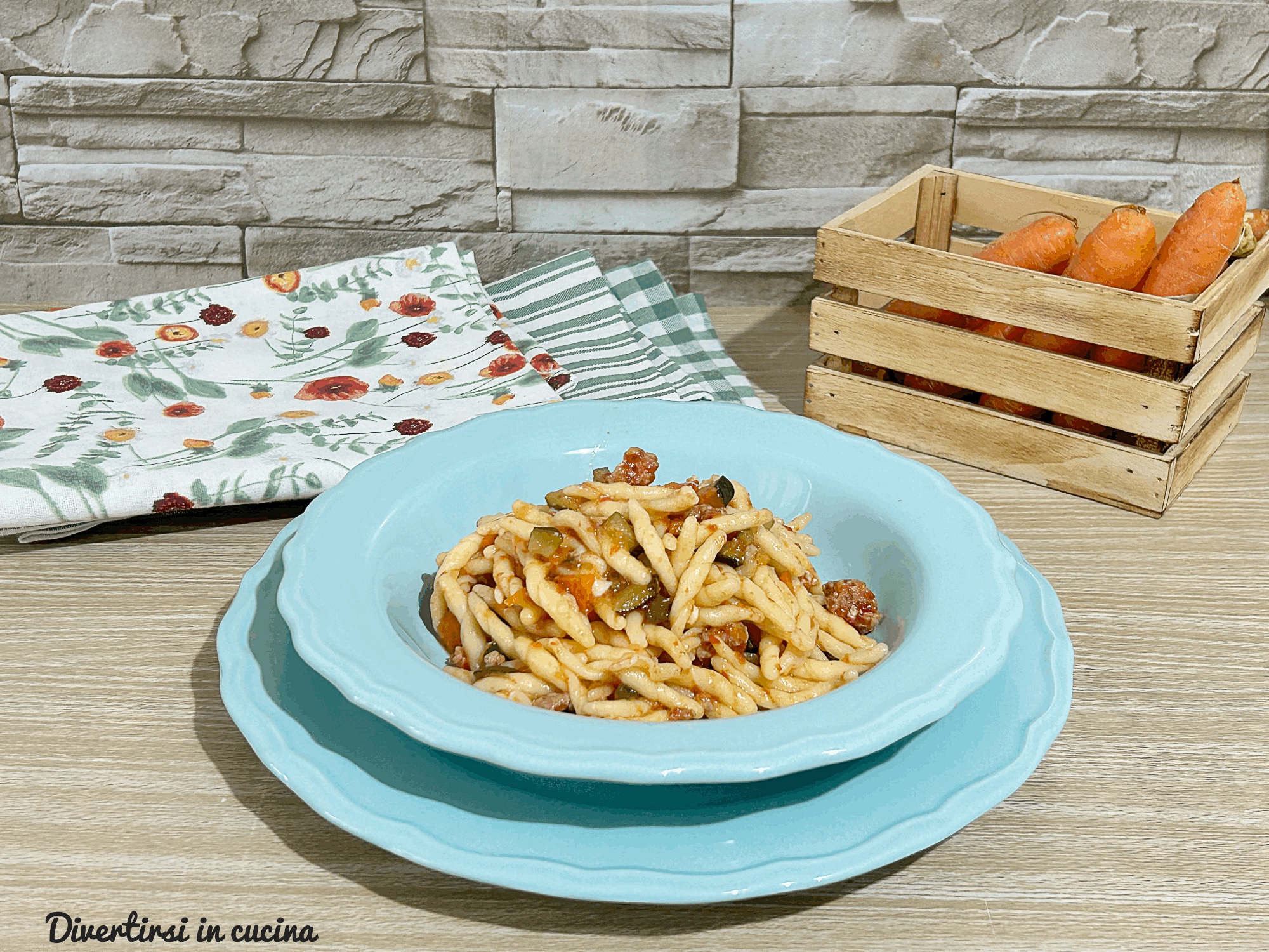 Rustic Pasta with Zucchini, Carrots, and Sausage