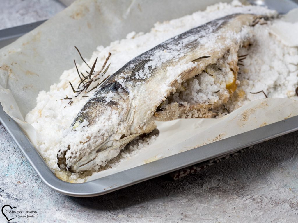 Salt-baked sea bass