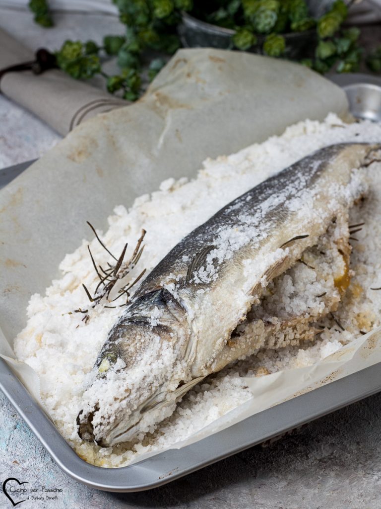 Salt-baked sea bass