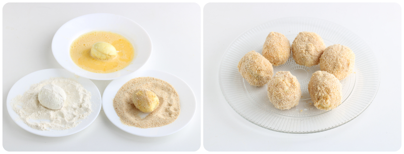 breaded hard-boiled eggs