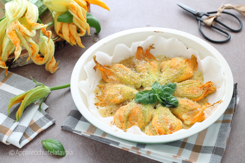 Stuffed zucchini flowers with ricotta and anchovies