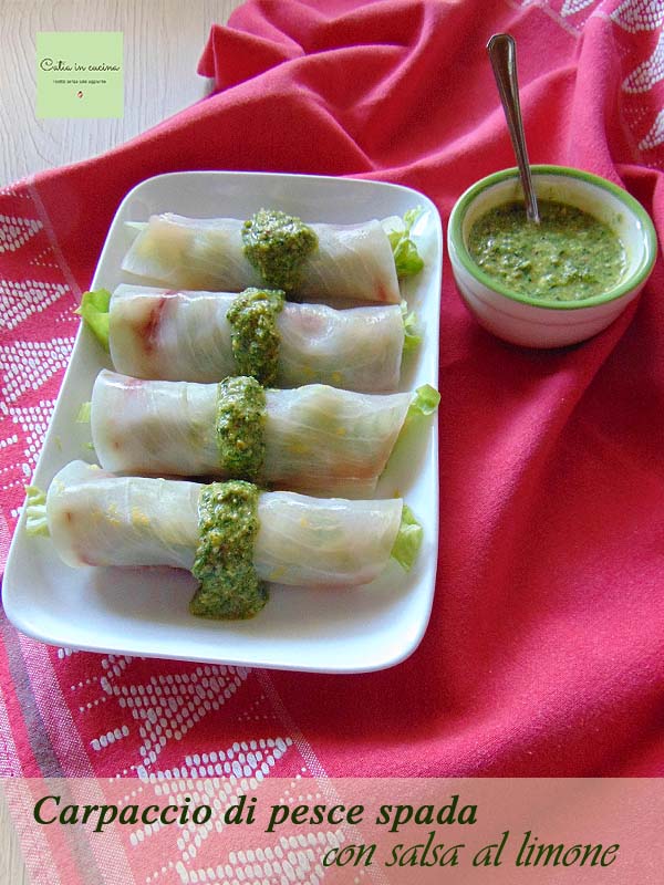 Swordfish carpaccio with lemon sauce