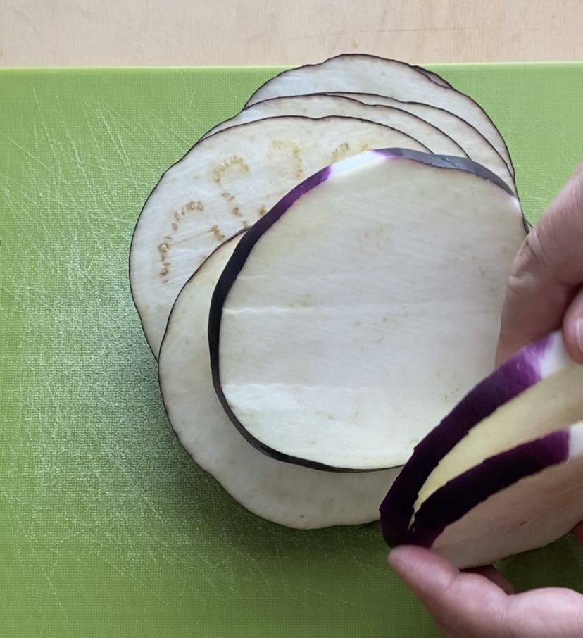 Slice the eggplant