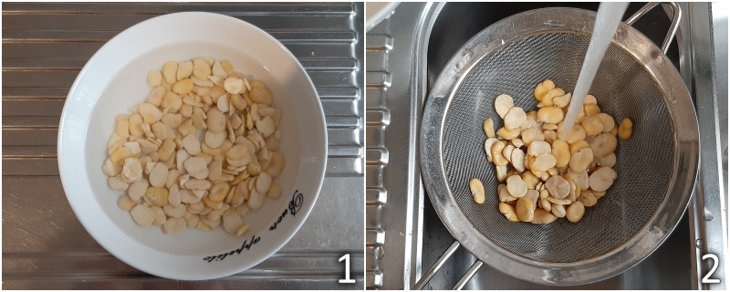 a. soak dried fava beans for 8 hours