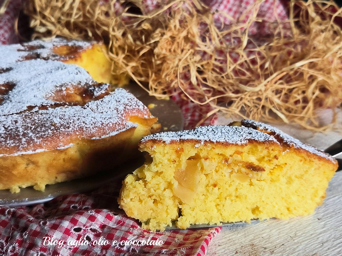 APPLE CAKE WITHOUT A SCALE, ALL IN ONE BOWL, FULL OF APPLE CHUNKS AND ORANGE JUICE