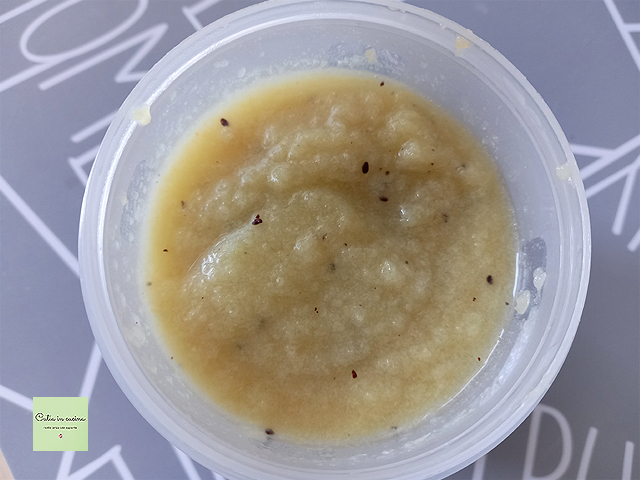 apple, kiwi, and kefir smoothie after storage in the fridge