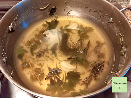 aromatic herbs and water after steaming