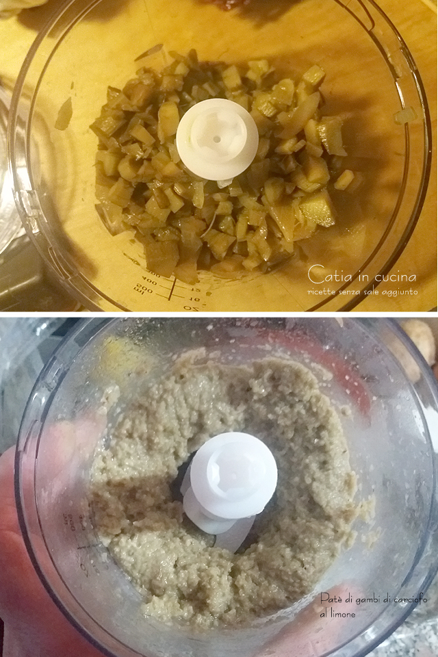 artichoke stems pâté - steps