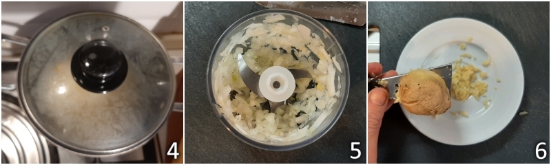 b. chop onion and grate fresh ginger