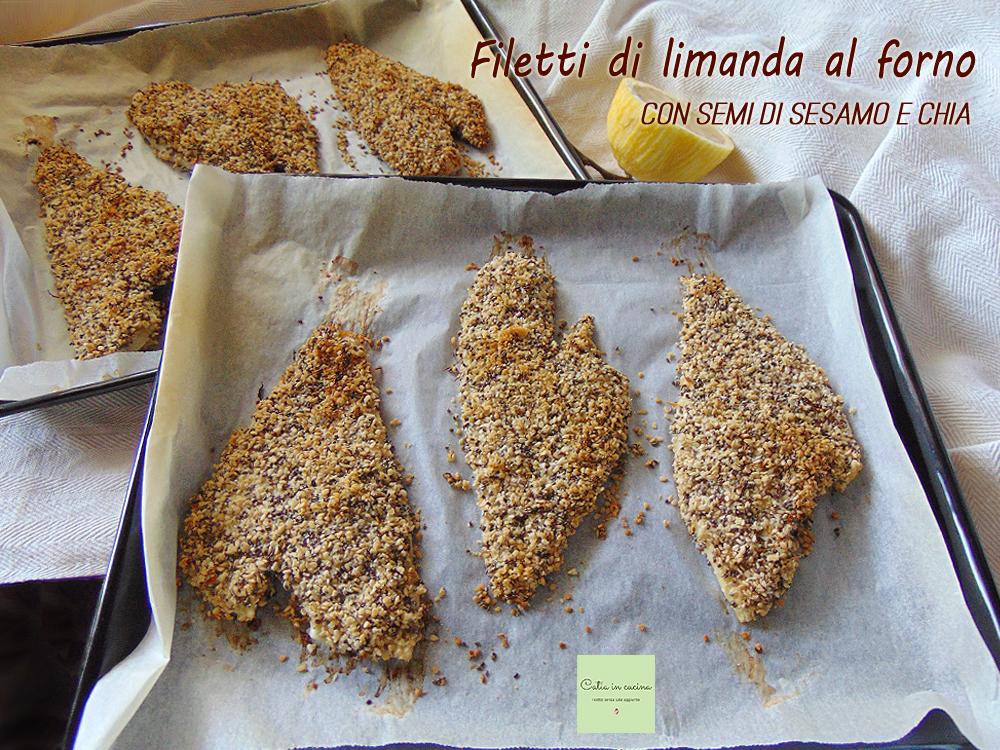 baked flounder fillets with sesame and chia seeds