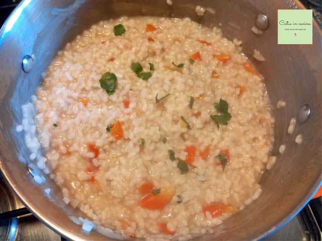 bell pepper risotto cooking